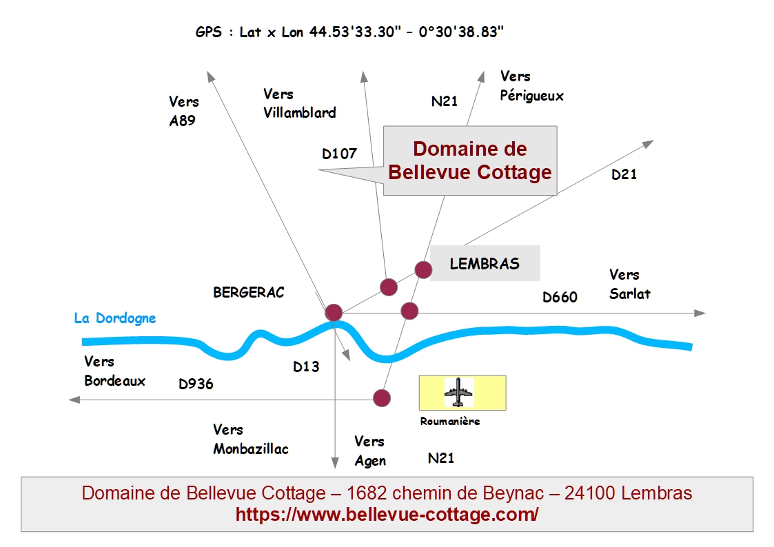 Plan accès au Domaine de Bellevue Cottage